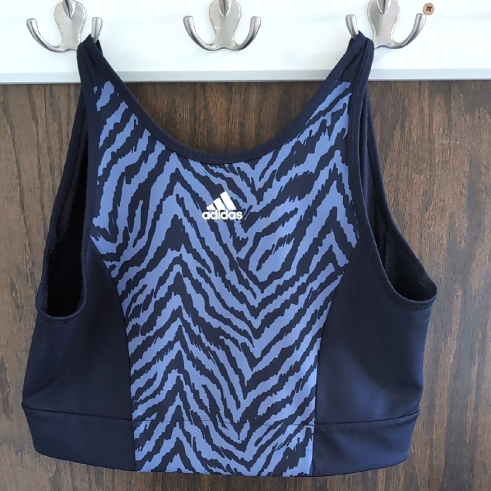 Adidas Women's Blue Zebra Print Sports Bra